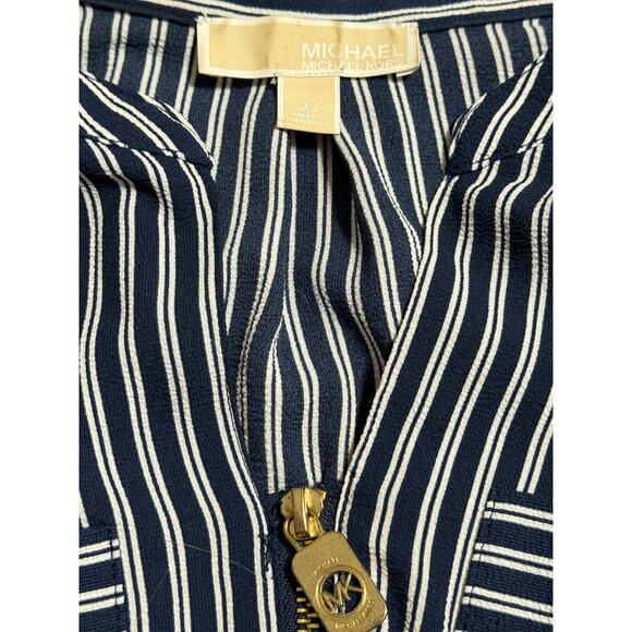 Michael Kors Blue and White Striped Blouse, Size XL - Picture 5 of 6
